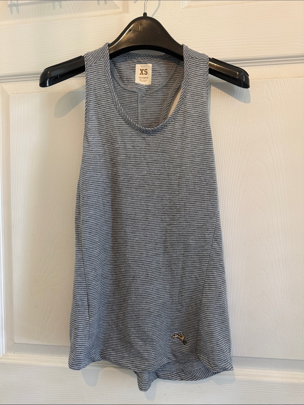 Tracksmith Gray and White Striped Racerback Tank